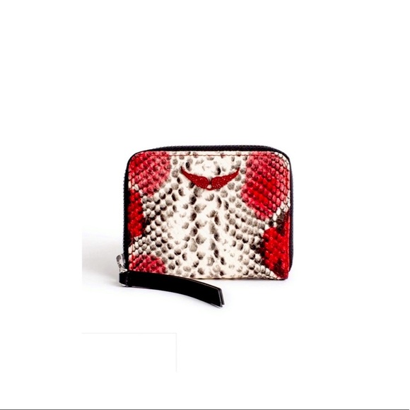Zadig & Voltaire Snake Skin & Leather Zip Wallet. - Picture 1 of 6